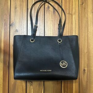 Michael Kors Black Leather Walsh Medium Tote Bag